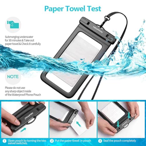 4 Pack 8.5“ Waterproof Cell Phone Pouch - Underwater Dry Bag Case Lanyard -Water Proof Clear Holder Protector for iPhone 17 16 Pro Max Plus Air Samsung Galaxy S25 Ultra Note for Beach Swimming - color: Black+Blue+Green+Pink