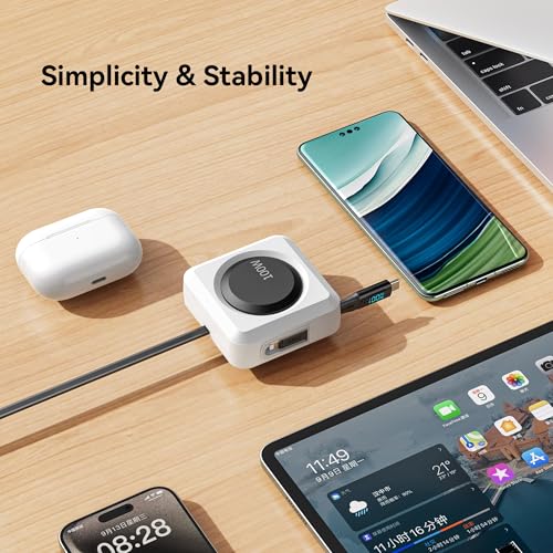 PZOZ Retractable USB C Cable, 100W PD Cord with LED Display & Organizer