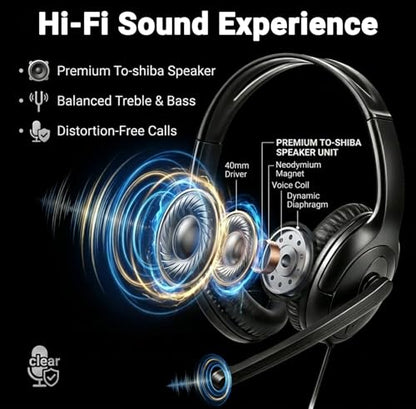Megadream Over Ear Gaming Headset with Mic (3.5mm) - Headphone with to-Shiba Speaker, Protein Earpads Braided Cable for PS5/PS4/Xbox/Switch/PC/iPad/Tablet/Remote Work/Office- with USB-C/USB-A Adapter - color: Black | Dual Ear | Vertical Mic