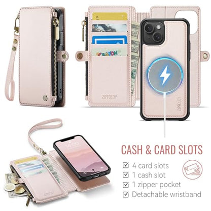 for iPhone 14 Plus - Phone Case Wallet Magnetic, Champagne Gold - color: Champagne Gold, size: iPhone 14 Plus