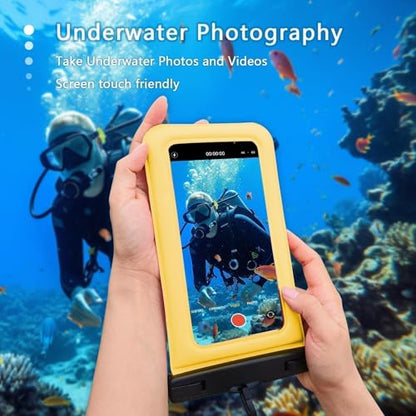 Floatable Soap Bubble Waterproof Phone Pouch/Case with Crossbody Lanyard for iPhone 17 16 Pro Max/15 Pro/14/13/12, IP68 Cellphone Dry Bag Beach Cruise Ship Essentials, 1 Pack-Yellow-7″ - color: D3-Yellow