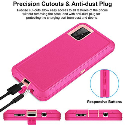 Jelanry for Samsung Galaxy A71 5G Case Heavy Duty & Rugged Cover, Rose Pink | Dual-Layer Protective Hard Back Cover with Anti-Dust Scratch Raised Screen/Camera Lips Drop Protection for Outdoor Daily Use