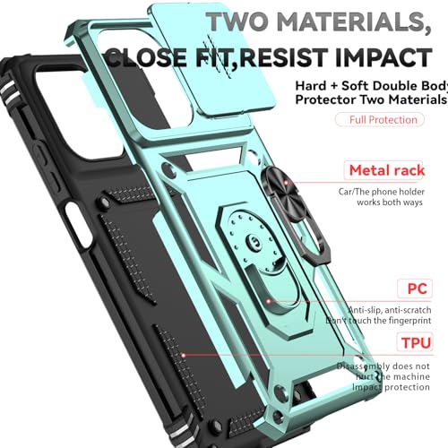 for Motorola Moto G 2025 / Moto G 2026 / Moto G Play 2026 Case, with Slide Camera Cover Screen Protector Ring Holder Kickstand Military Grade Protection Drop Tested Protective Phone Case (Dark Green) - color: Dark Green Military-Grade 2nd gen