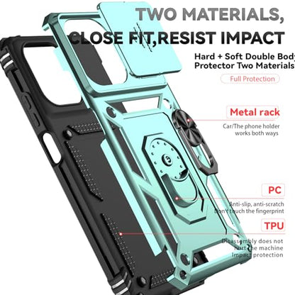 for Motorola Moto G 2025 / Moto G 2026 / Moto G Play 2026 Case, with Slide Camera Cover Screen Protector Ring Holder Kickstand Military Grade Protection Drop Tested Protective Phone Case (Dark Green) - color: Dark Green Military-Grade 2nd gen