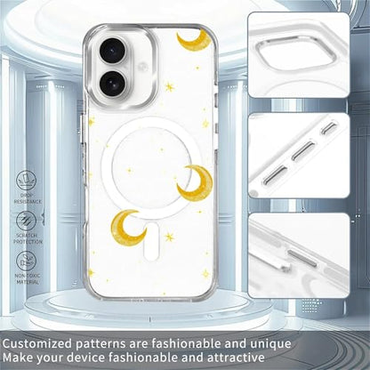 Magnetic Case for iPhone 14 iPhone 13 Design On Clear Base,Compatible with MagSafe,Slim Protective Soft TPU Bumper Phone Cover Women Girls Case Clear Celestial Moon Stars - color: Clear Celestial Moon Stars, size: iPhone 14 iPhone 13