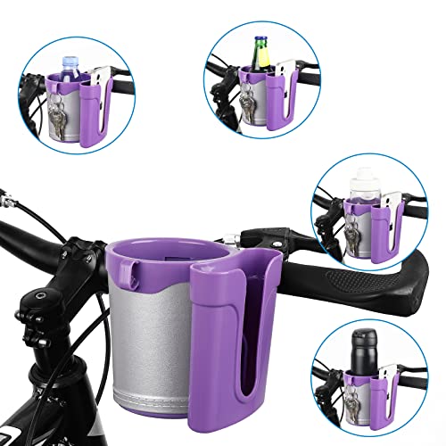 Accmor 3-in-1 Bike Cup Holder with Cell Phone Keys Holder, Bike Water Bottle Holders, Universal Bar Drink Cup Can Holder for Bicycles, Motorcycles, Scooters, Grey Purple - color: Grey Purple