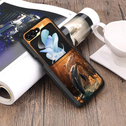for Samsung Galaxy Z Flip 5 Case, Heavy Duty Dual Layer Hybrid Military Grade Shockproof Drop Folding Protective Cover for Samsung Galaxy Z Flip 5 5G 2023, Dolphin - color: Dolphin