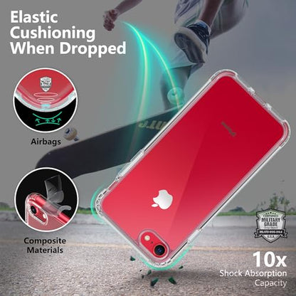 ONES for iPhone SE3 SE2 SE 8 7 Case Clear, [PC + TPU Hybrid][Military-Grade Drop Protection][Anti-Yellowing], Shockproof Silicone Hard Cover, Transparent Slim Case - color: HD Highly Clear, size: iPhone SE / 8 / 7