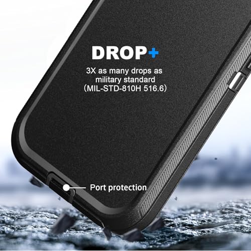 for iPhone 16e &iPhone 17e Case Dropproof DustProof Strong Durable Heavy Duty Full Body Rugged 3-Layer Military Protective for iPhone 16e &iPhone 17e case 6.1 inch (Black+Belt) | Dropproof