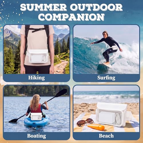 Ipx8 Waterproof Fanny Pack, 1 Pack Floating Waterproof Phone Pouch Touchscreen Dry Bag with Adjustable Waist Strap for Beach, Swimming, Kayaking, Boating, Fits Phones up to 8.5"(White) - color: White