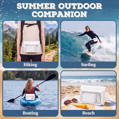 Ipx8 Waterproof Fanny Pack, 1 Pack Floating Waterproof Phone Pouch Touchscreen Dry Bag with Adjustable Waist Strap for Beach, Swimming, Kayaking, Boating, Fits Phones up to 8.5"(White) - color: White