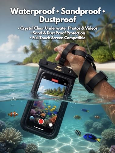 Nomade - Premium Waterproof Floatable Phone Pouch - Fully Waterproof Phone Case - Underwater Photos - Fully Adjustable Lanyard - Universal Fit Phone Pouch Compatibility - 7 Inch Touch Screen - color: Midnight Black