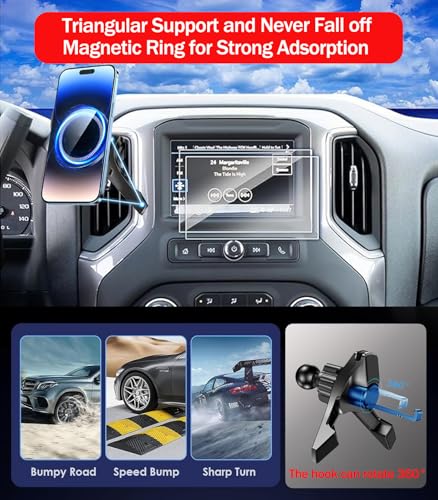 Car Phone Mount for 2016-2024 Chevy Silverado 1500/2022 1500 Limited/ 2015-2024 Silverado 2500 3500HD, for MagSafe Magnetic Air Vent Phone Holder Accessories