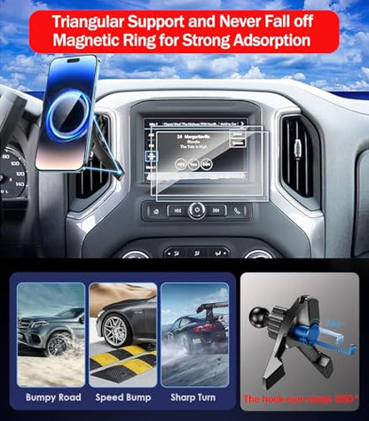 Car Phone Mount for 2016-2024 Chevy Silverado 1500/2022 1500 Limited/ 2015-2024 Silverado 2500 3500HD, for MagSafe Magnetic Air Vent Phone Holder Accessories