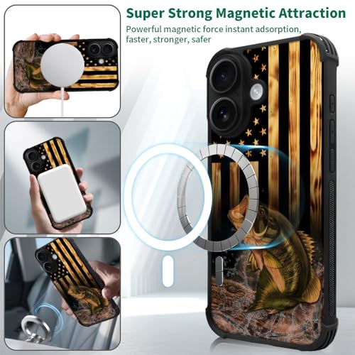 DJSOK Case for iPhone 17,Compatible with MagSafe,Anti-Scratch Shockproof Case,Wood American Flag Fish - color: Wood American Flag Fish, size: IPhone 17