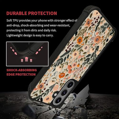 for Samsung Galaxy S26Plus Case,Soft Silicone Shockproof Bumper Camera Protection Phone Case-Dark Embroidery Flower - color: Dark Embroidery Flower, size: Samsung Galaxy S26Plus