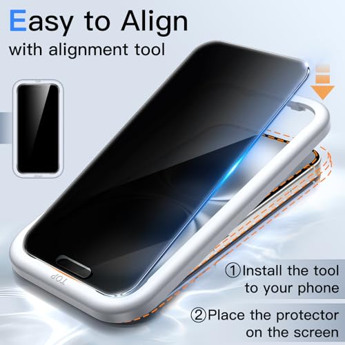 JETech 360° Privacy Screen Protector for iPhone 16, 2-Pack - size: iPhone 16