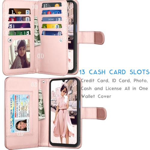 Galaxy A15 5G Case, Galaxy A15 5G Wallet Case, Tekcoo [Detachable Magnetic Hard Case] Luxury PU Leather Cash Credit Card Slots Holder Carrying Folio Flip Cover Strap for Samsung A15 5G [Marble] - color: W-Marble