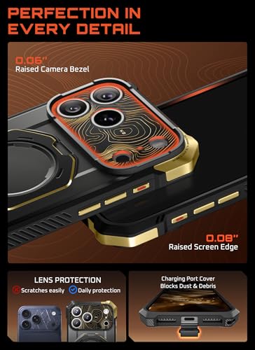 SUPCASE for iPhone 17 Pro Max Case with Built-in Kickstand, K2Night | Camera Control Cover, Compatible with MagSafe, Anti-Slip Grip, Military-Grade Protection, Rugged Magnetic Phone Case, UB Grip - color: K2Night, size: iPhone 17 Pro Max