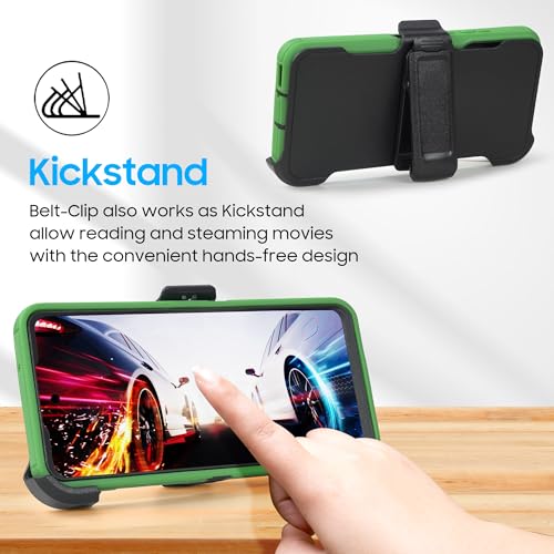 Compatible for Samsung S26 Rugged Case with Belt Clip Holster & Built-in Screen Protector, Heavy-Duty Full-Body Shockproof Cover, Military-Grade Protective Phone Case (Green) - color: Green