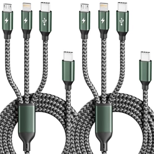 3 in 1 USB C to Multi Charging Cable, 4FT Travel Charger Cables - color: Grey Black&Green, size: 4FT