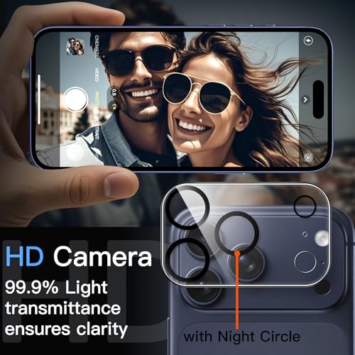 JETech Camera Lens Protector for iPhone 17 Pro Max, Clear, 3-Pack | 9H Tempered Glass, HD Clear, Anti-Scratch Protection, Night Shot Compatible, Case-Friendly - size: iPhone 17 Pro Max