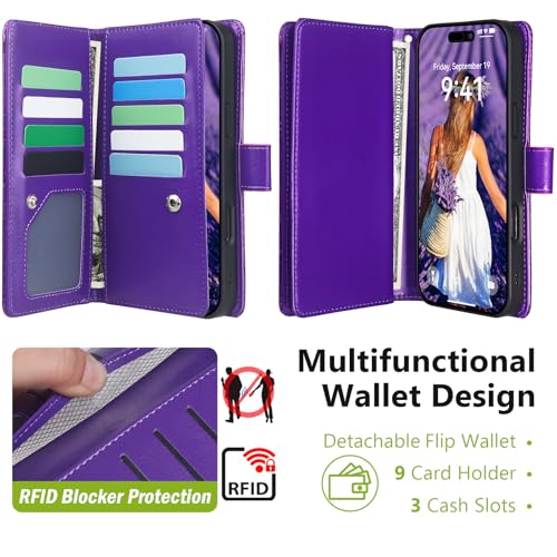 Varikke Wallet Case for iPhone 16 - Compatible with Magsafe, Light Purple - color: (Compatible with MagSafe) Dark Purple, size: iPhone 16 6.1"