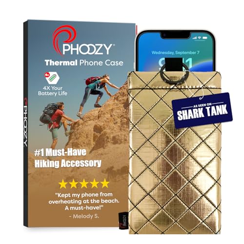 PHOOZY Apollo II Thermal Phone Case with NASA-Derived Technology - Extends Battery Life 4X in Hot or Cold Weather - Military Grade 8-Foot Drop Protection Insulated Pouch - Large Gold - color: Apollo II Gold, size: LARGE