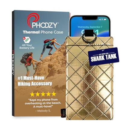 PHOOZY Apollo II Thermal Phone Case with NASA-Derived Technology - Extends Battery Life 4X in Hot or Cold Weather - Military Grade 8-Foot Drop Protection Insulated Pouch - Large Gold - color: Apollo II Gold, size: LARGE