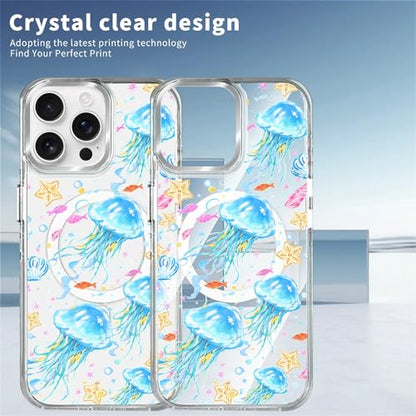 VisEnt Clear Case for iPhone 14 Pro, Magnetic Phone Case, Transparent Slim Cover, Military Grade Protection, Shockproof, Anti-Yellowing, Scratch Resistant, Blue Jellyfish Ocean - color: Blue Jellyfish Ocean, size: Iphone 14 Pro