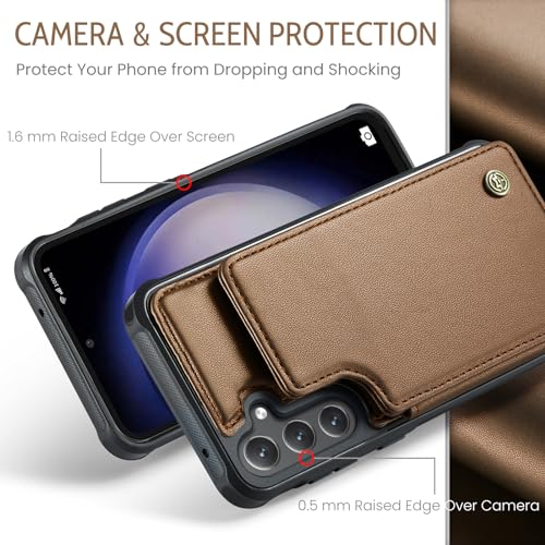 Kowauri for Samsung Galaxy S23 FE Case, PU Leather Wallet Case for Women Men with RFID Blocking Card Holder Slot Magnetic Closure Shockproof Protective Phone Cover for Samsung Galaxy S23 FE,Brown - color: Brown