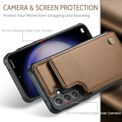 Kowauri for Samsung Galaxy S23 FE Case, PU Leather Wallet Case for Women Men with RFID Blocking Card Holder Slot Magnetic Closure Shockproof Protective Phone Cover for Samsung Galaxy S23 FE,Brown - color: Brown