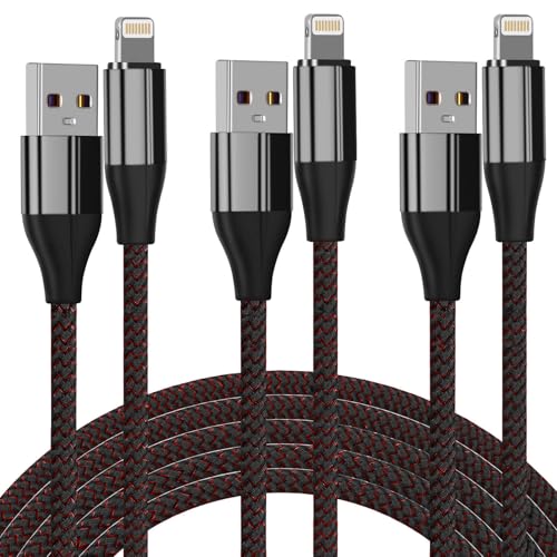Short iPhone Charger [MFi Certified], 3 Pack 1 feet Short Lightning Cable & Data Sync Fast 1 Foot iPhone Cord Compatible with iPhone Xs max/xr/x/8/8 Plus/7/7 Plus/6/6s Plus/5s/5,iPad (Black)