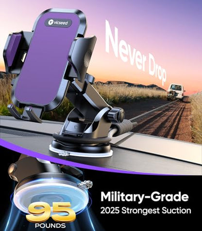 VICSEED Stable Car Phone Holder [Upgraded Strongest Suction, Won't Break] - color: Purple