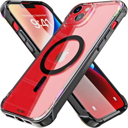 Phone REBEL Clear Case for iPhone 14 Plus [Crystal Series Gen-4] Strong MagSafe Compatible, Anti-Scratch, Non-Yellowing, Protective Shockproof Bumpers, Metal Buttons, 6.7 in 2023 Cover (Crystal Black) - color: Crystal Black, size: iPhone 14 Plus
