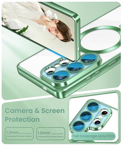 Plated Gold Magnetic Case for Samsung Galaxy S26 Ultra-Green - color: Electroplating Clear TPU-Grass Green