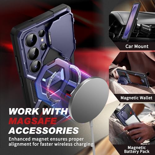 TONGATE Magnetic Stand for Samsung Galaxy S26 Ultra Case, Compatible with Magsafe, [Camera Cover & 2 Front Frames][Military Drop Protection] S26 Ultra Case Built-in Screen Protector & Belt Clip,Cobalt - color: Cobalt Violet