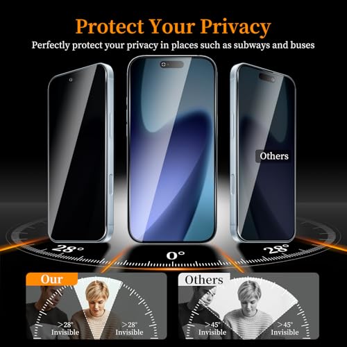3+3 Pack Privacy Screen Protector for iPhone 17 Air，3 Anti-Spy Tempered Glass Film+3 Camera Lens Protector, Anti-Scratch, 9H Hardness，Compatible phone cases，High definition