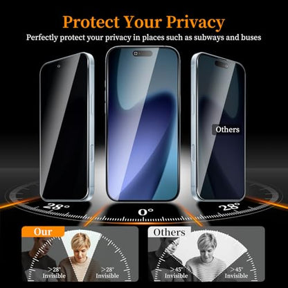 3+3 Pack Privacy Screen Protector for iPhone 17 Air，3 Anti-Spy Tempered Glass Film+3 Camera Lens Protector, Anti-Scratch, 9H Hardness，Compatible phone cases，High definition