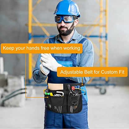 Gardening Tool Waist Bag Belt Heavy Duty Oxford Tool Apron with 7 Pockets of Different Sizes and Depth (Black) - color: Black