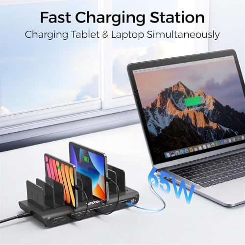 Unitek 10 Port 96W USB C Charging Station with 2X 65W PD, Fast Charger Dock - color: Black, size: 96W, Pack of 1