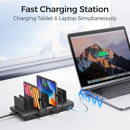 Unitek 10 Port 96W USB C Charging Station with 2X 65W PD, Fast Charger Dock - color: Black, size: 96W, Pack of 1