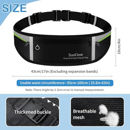 SooGree Slim Running Belt Sport Fanny Pack for Women Men,Reflective Waist Pack Runner Pouch Belt, Zipper Waterproof Running Phone Holder Jogging Pouch for Phone Money (GSP8806 top gray bottom black) - color: GSP8806 top gray bottom black