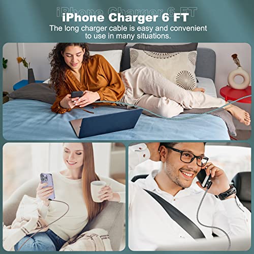 3 Pack iPhone Charger 6FT Right Angle Lightning Cable Fast Charging Cord - size: 6ft