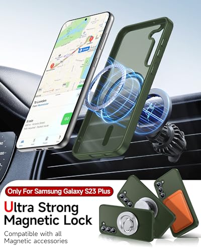 LeYi for S23+/S23 Plus Phone Case: MagSafe Fit & Matte Translucent Slim | Samsung S23 Plus Case Full Body Shockproof Sleek Soft-Touch Funda para S23+ S23Plus Unlocked para Girl Boy Android, Green - color: Green, size: Galaxy S23 Plus (6.6 Inch)