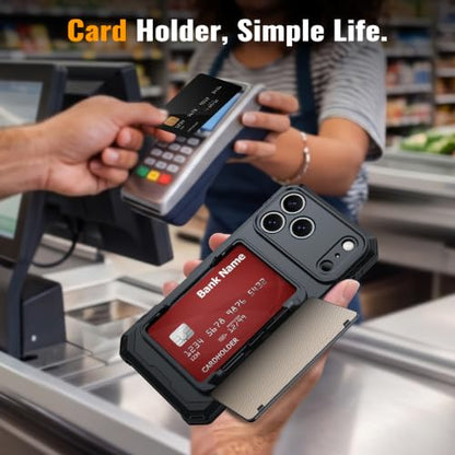 for iPhone 17 Pro Max Wallet Case With 4-5 Card Holder, 360° Stand - color: Black, size: iPhone 17 Pro Max