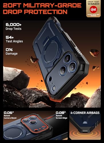 SUPCASE for iPhone 17 Pro Case with Tempered Glass Screen Protector, Azure | Camera Control Cover, Compatible with MagSafe, Built-in Kickstand, Anti-Slip Grip, Full-Body Magnetic Phone Case, UBGrip Pro - color: Azure