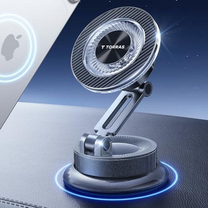 TORRAS 2026 Upgraded Vacuum Car Phone Holder for MagSafe Car Mount [98+ LBS Strongest Suction | 24 N58 Magnets] 360° Adjustable Magnetic Phone Holders for Your Car, for iPhone 18-12 Pro Max Plus Air