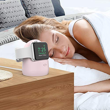 AhaStyle iWatch Stand Silicone Charging Dock Holder for Apple Watch Ultra 2, Ultra, SE2, Series SE, 7 6 5 4 3 2 1 (45/44/42/41/40/38mm), (Pink) - color: Pink