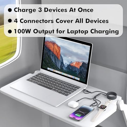 Travel Depot 4-in-1 Multi Charging Cable 100W Fast Charge